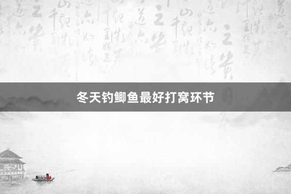 冬天钓鲫鱼最好打窝环节